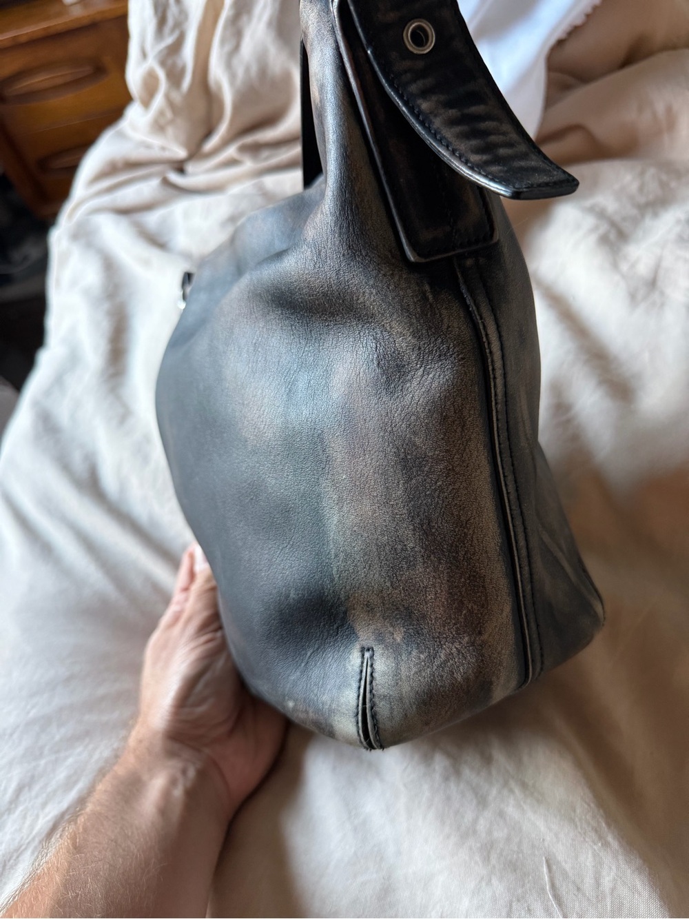 Vintage COACH #9186 Small Duffle Sac Black Leather Distressed Loved Leather - Picture 9 of 9